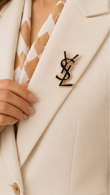 گل‌سینه YSL سفید مشکی